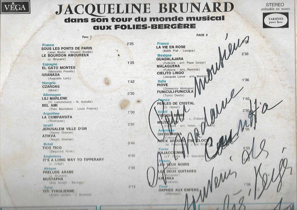 LP Jacqueline Brunard - Aux Folies Bergère - (Porte incluído))