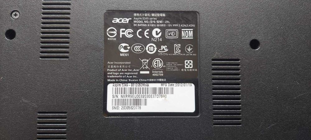 Ноутбук Acer Aspire 5349 15,6"/Intel Celeron B815 1.6GHz/4Gb/500Gb