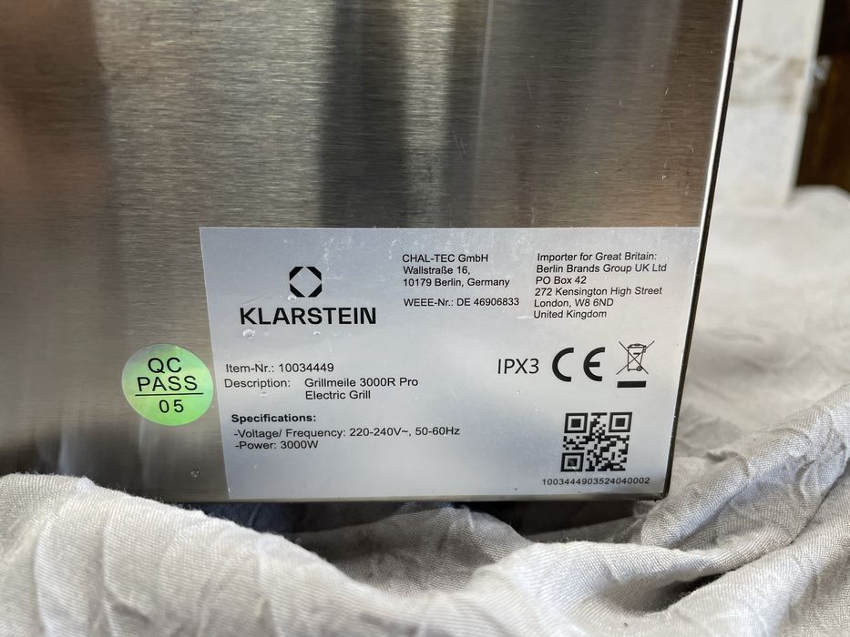 Электрический гриль Klarstein Grillmeile 3000R (Германия)