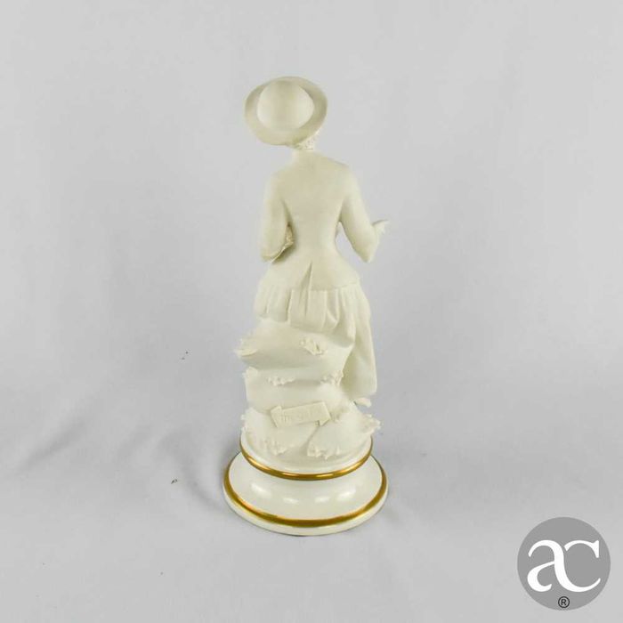 Figura de jovem camponesa com ganso em biscuit Capodimonte “Marcolin”
