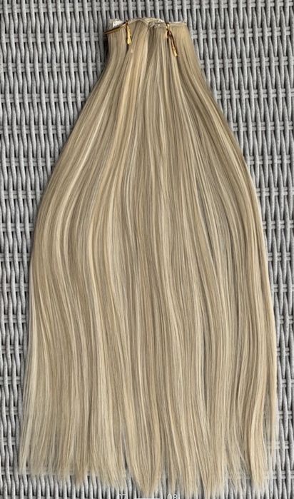 Premium Ultra włosy doczepiane, jasny blond, pasemka, refleksy 38.