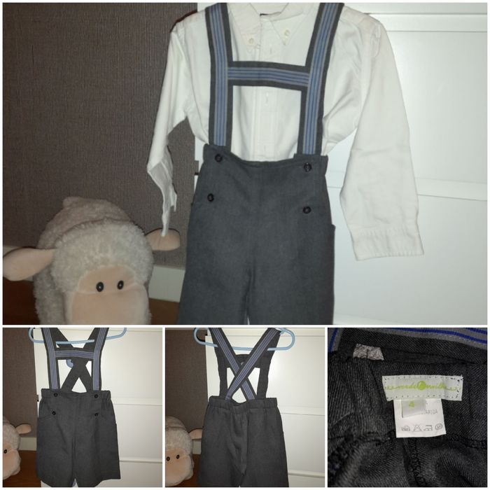 Calções/ jardineiras - verde ervilha