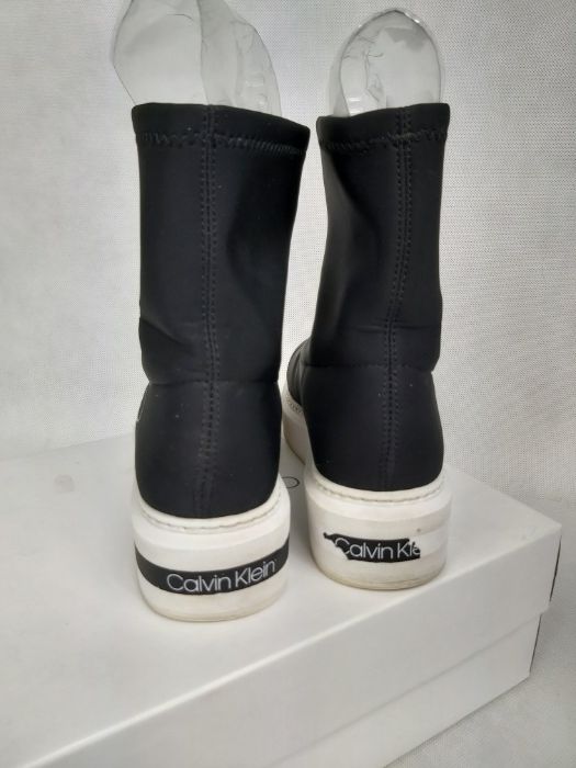 Ekskluzywne botki CALVIN KLEIN strecz półbuty kozaki 38 platforma czar