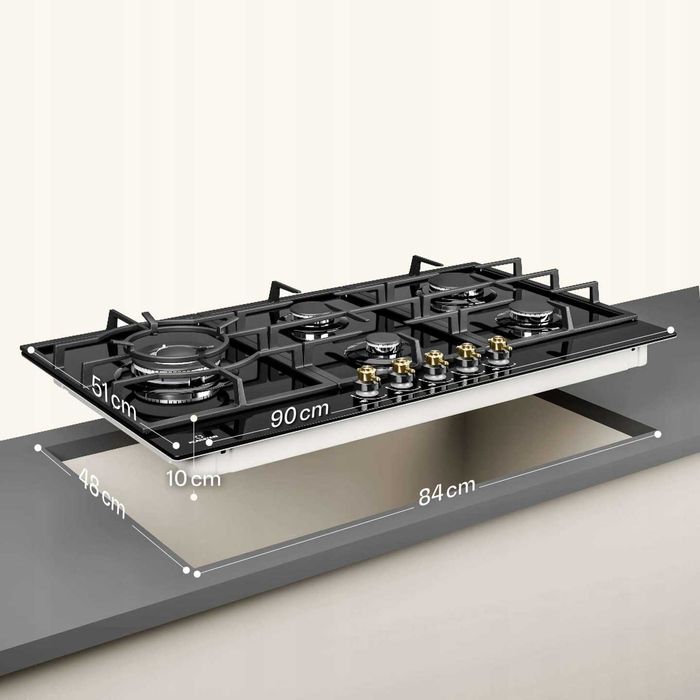 Płyta gazowa do zabudowy klarstein 5 palników 90cm szkło czarna