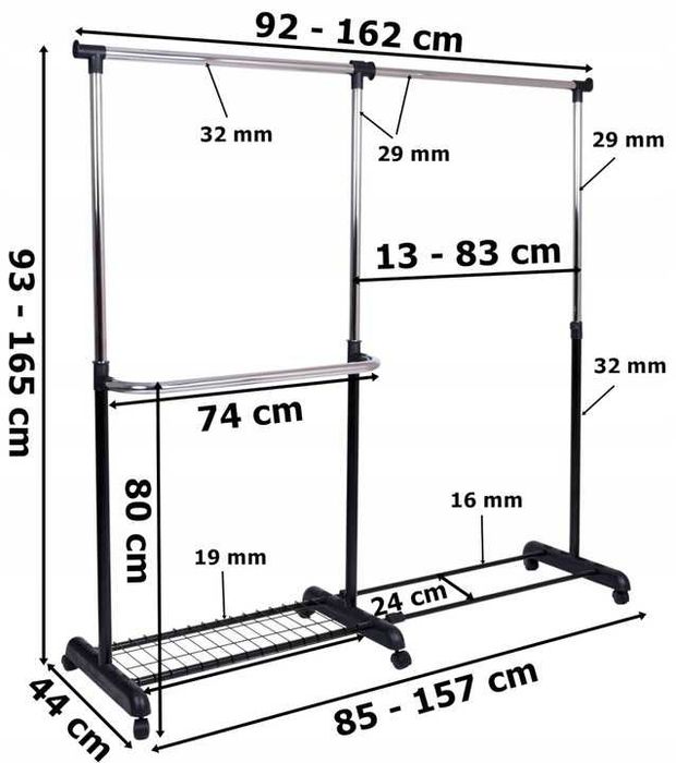 Solidny  Wieszak na kółkach garderoba organizer na ubrania szafa loft