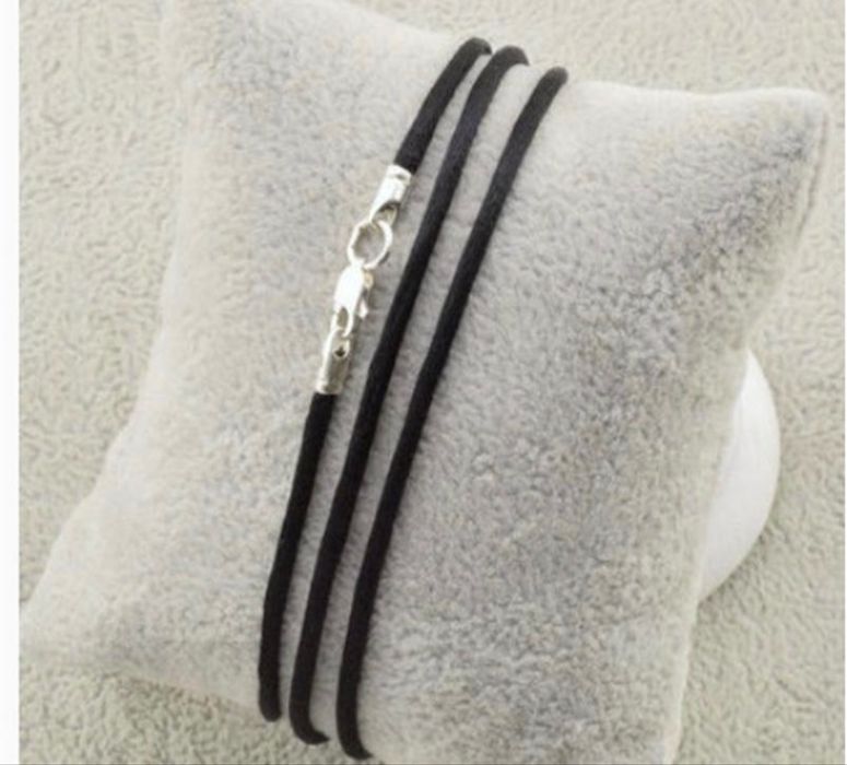 Шнурок шовковий срібло 925 шнурочок із срібними застібками 4004