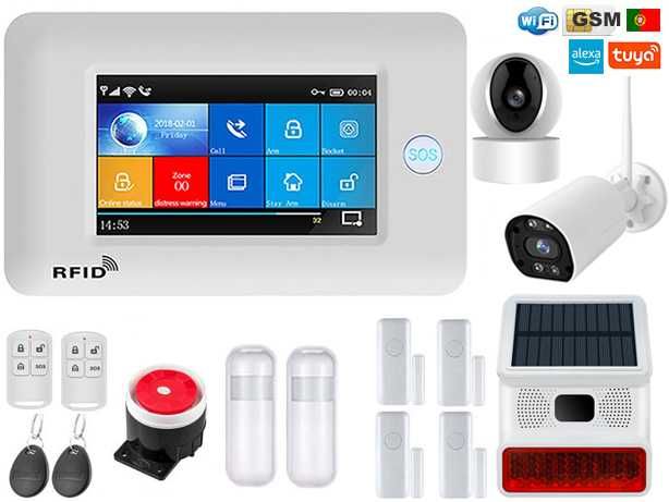 Alarme Tuya WiFi/GSM Sem Fios 4 Câmaras Android/iOS PT (NOVO)