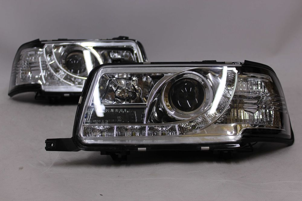 Lampy reflektory przednie przód AUDI 80 B4 91-96 Dayline LED CHROM TUNING NOWE