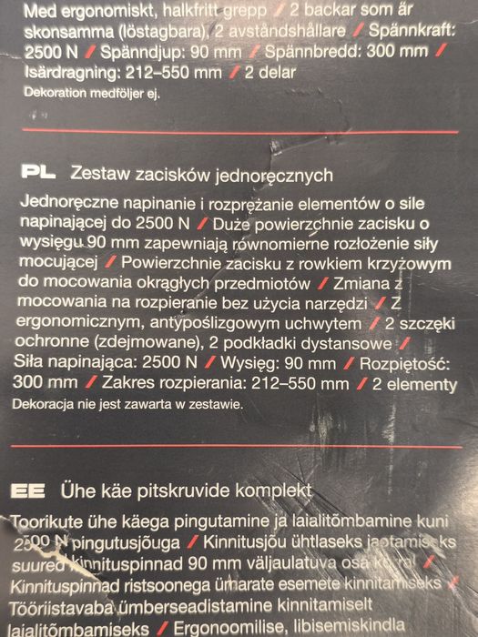 PARKSIDE PERFORMANCE® zestaw zacisków jednoręcznych x4 szt.