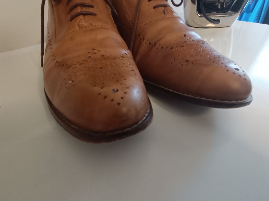 Gucinari Eleganckie Brązowe Skórzane Półbuty Męskie  BDB+ 41
