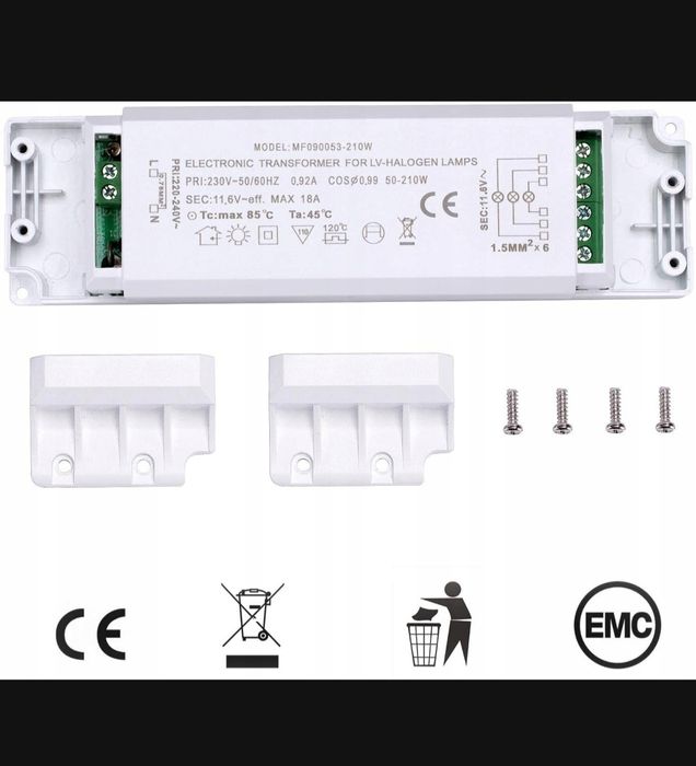Elektroniczny transformator 230V AC na 12V 50-210W