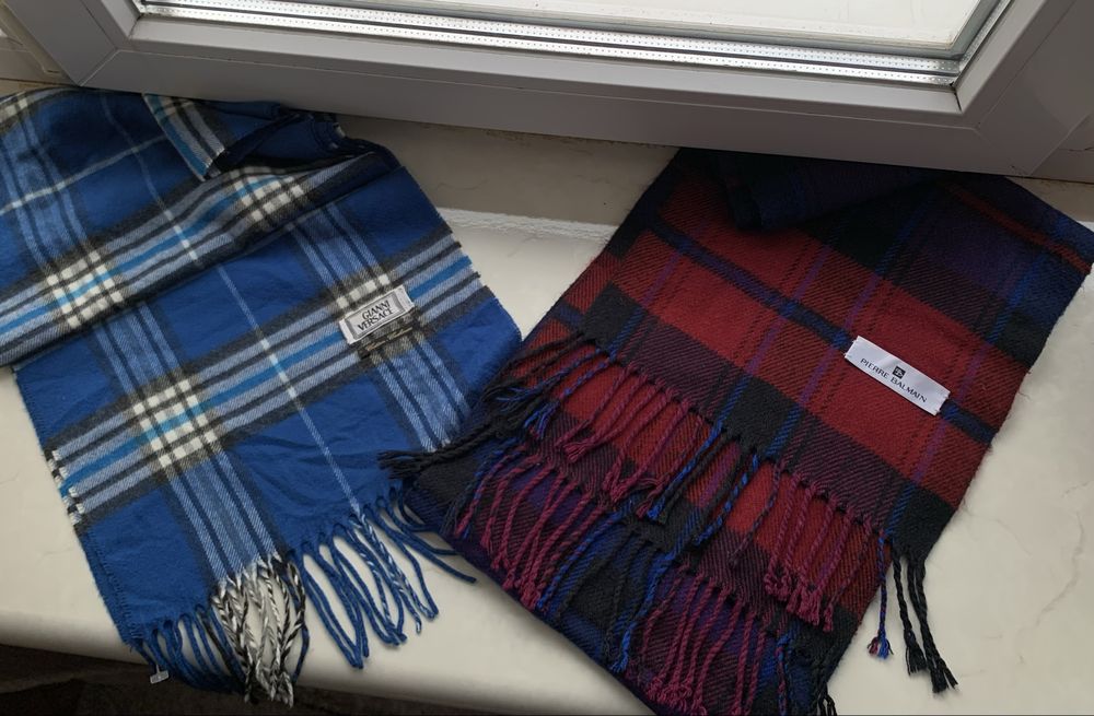 Шарф платок Versace Gianni Pierre Balmain Cashemere Wool Blue Red