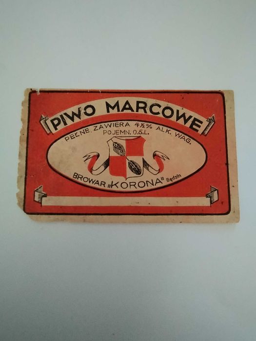 Browar Będzin - przedwojenna etykieta na piwo