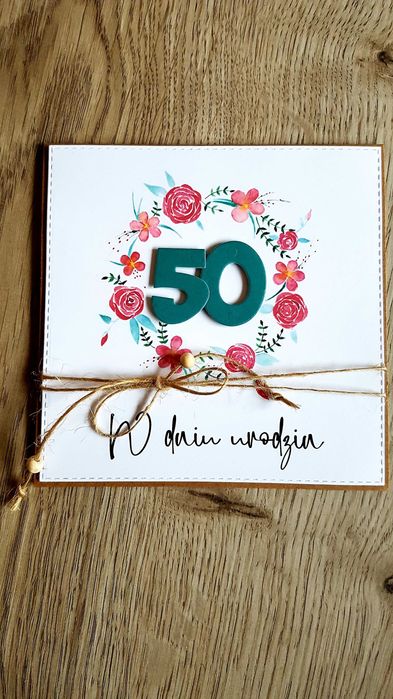 Kartka eko ręcznie robiona na 40, 50, 60 itd urodziny