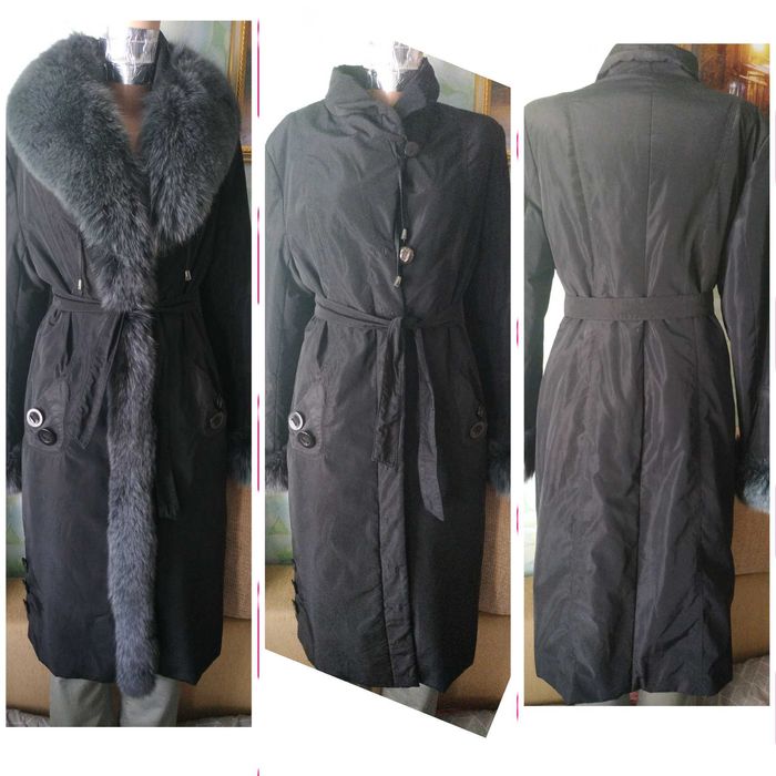 Плащ пальто демісезонне/зимове натуральне хутро