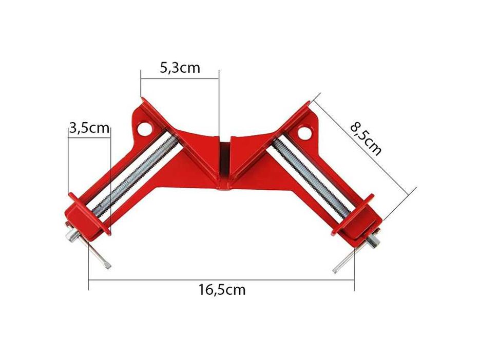 4 x Ścisk stolarski kątowy imadło narożne uchwyt meta; 90 zacisk 75mm