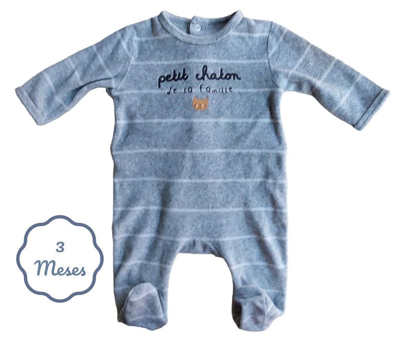 Kiabi Gray Baby Onesie, 3 Months