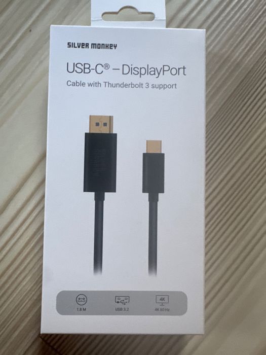 Kabel USB-C - DisplayPort Silver Monkey 4K 60Hz 1,8m