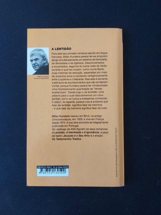 Livro "A Lentidão" de Milan Kundera