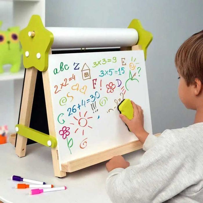 Мольберт дитячий настільний 5в1 двосторонній,дошка малювання магнітна.