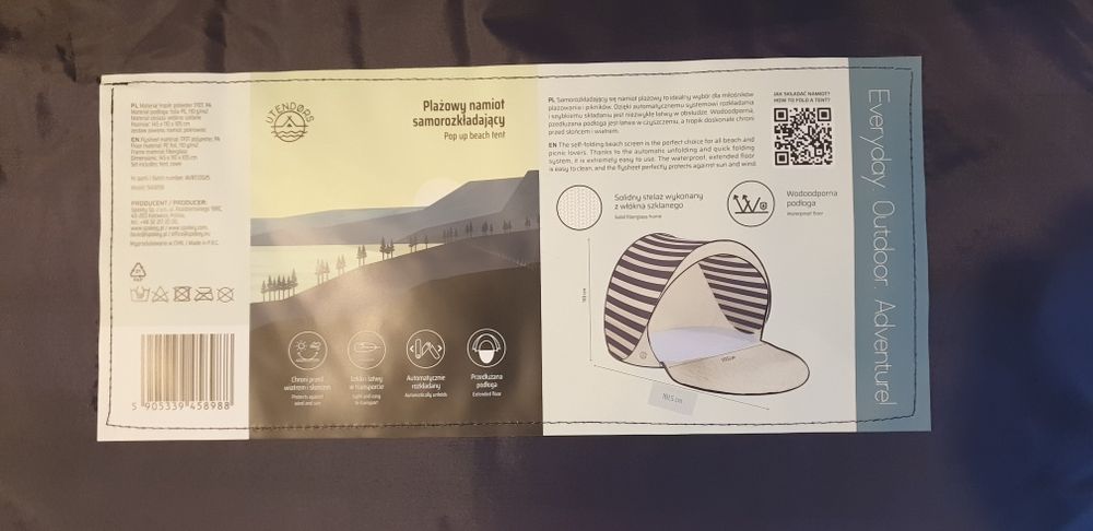 Namiot samorozkładalny plażowy