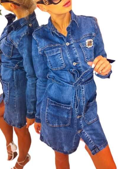 Stylowa włoska sukienka jeansowa r. S - HIT sezonu !!!