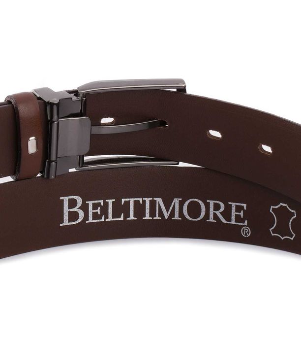 Pasek męski 3,5 cm casualowy brązowy skóra lico Beltimore brązowy E37