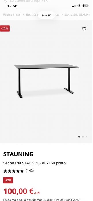 Secretária STAUNING 80x160 Preto
