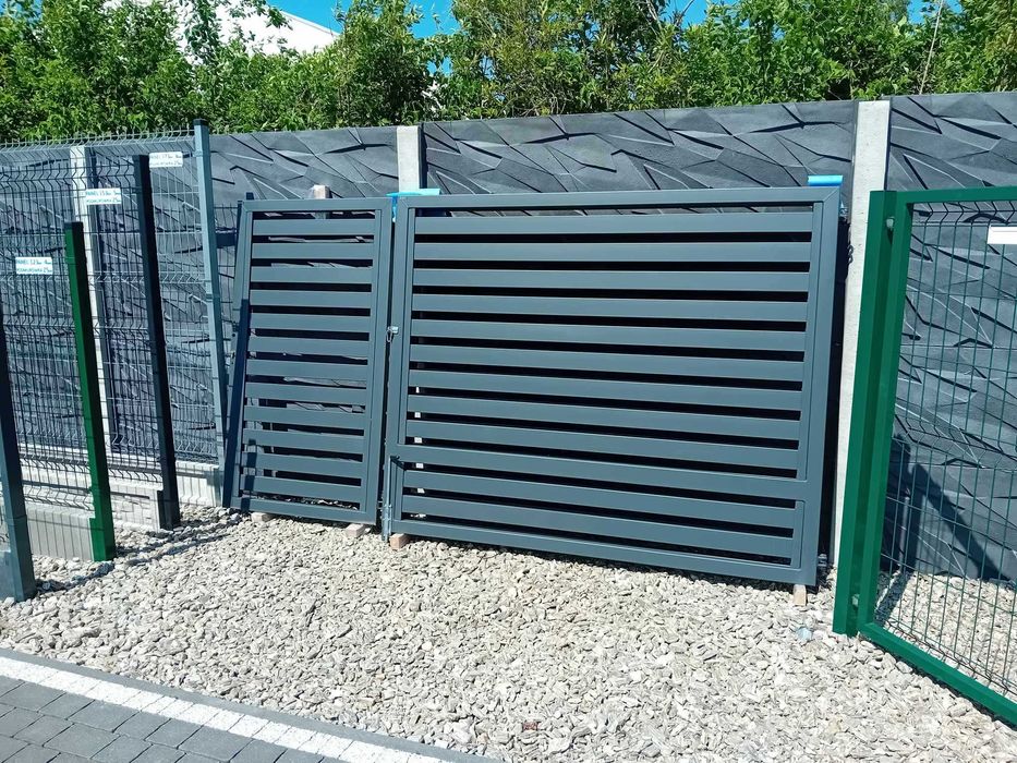 WYPRZEDAŻ Brama skrzydłowa palisada RAL7016 antracyt 400x160 + furtka