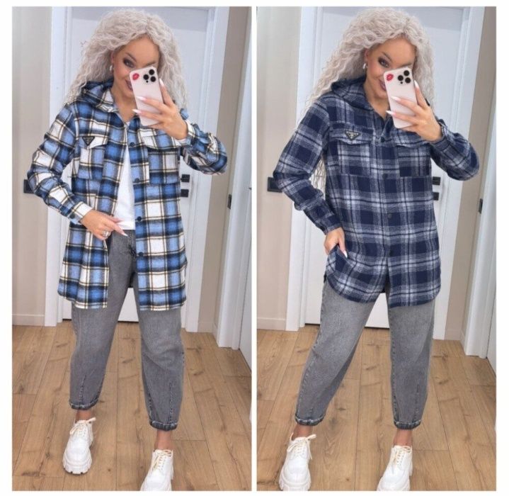 Тепла жіноча Сорочка подовжена з капюшоном