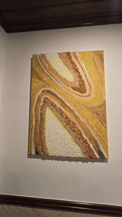 Arte acrilica e cristais sobre tela