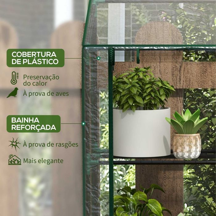 Estufa compacta para terraço com 6 prateleiras transparente