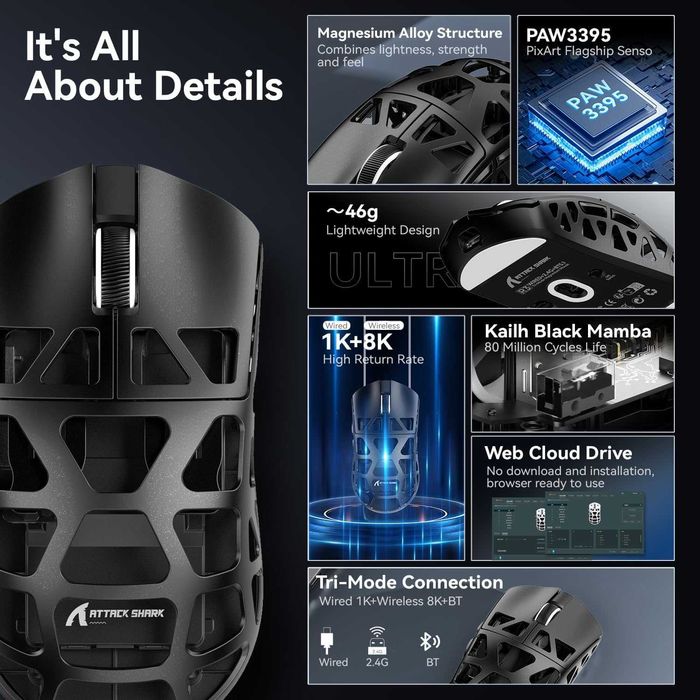 Mouse Gamer Attack Shark R3 - Baixa de Preço