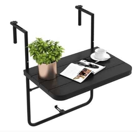 Stolik balkonowy wiszący, składany z 3-stopniową regulacją wysokości