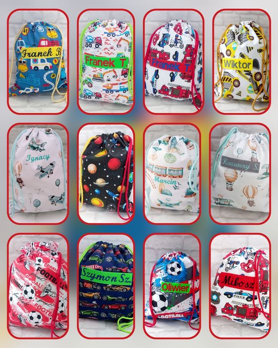Worek do przedszkola żłobka z imieniem  na pościel
