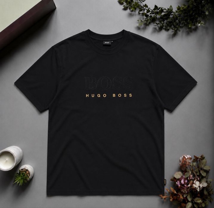 Футболка BOSS Hugo Boss чорна | Оригінал | Логотип 3D