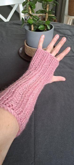 Różowe mitenki/ rękawiczki Handmade.