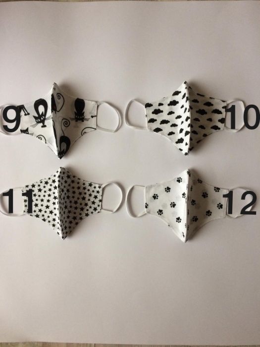 Maseczka baweniana profilowana dwuwarstwowa dużo wzorów, wysoka jakość