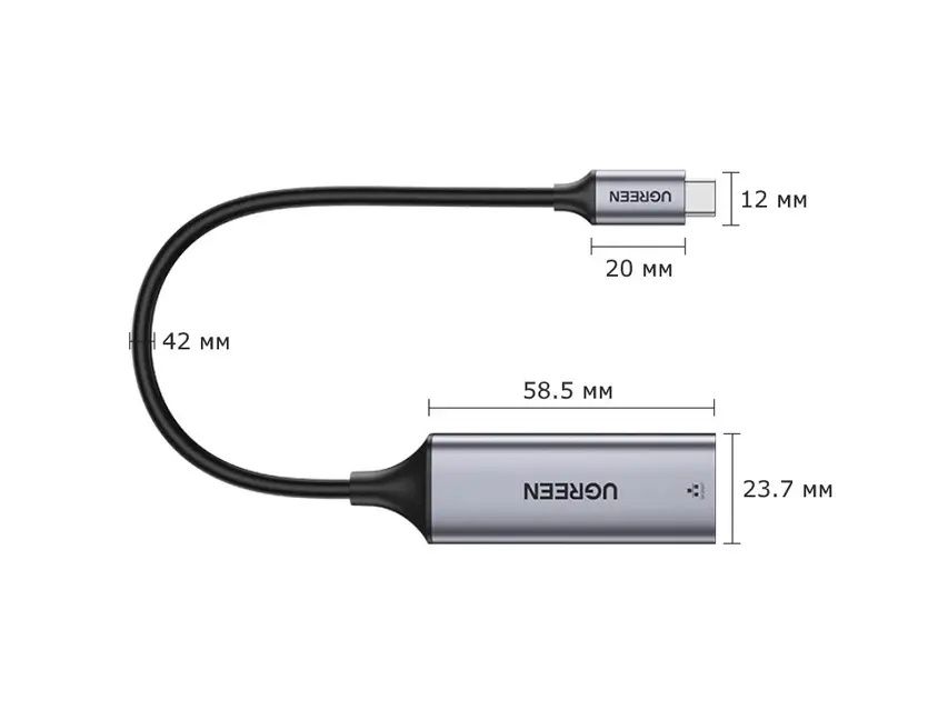 Мережевий адаптер, адаптер-перехідник Ugreen CM199 USB-C to Gigabit Ethernet Adapter