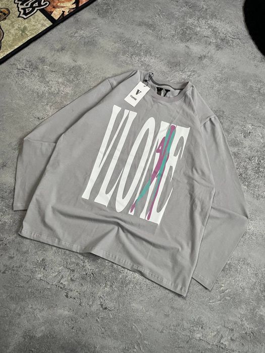 Лонгслів Vlone Oversize Grey (Сірий) з Pink Camo V-Logo