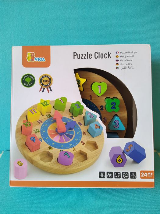Дерев'яний пазл-сортер Viga Toys Годинник