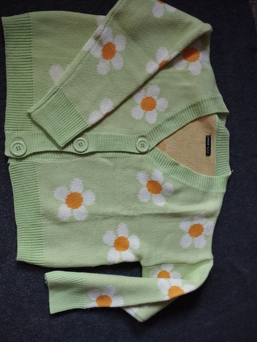 Sweter Shine jak nowy kwiaty S piękny rozpinany