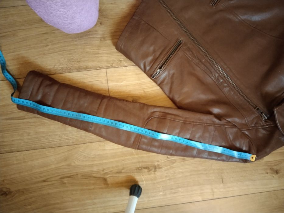 Brązowa kurtką ramoneska skóra naturalna S