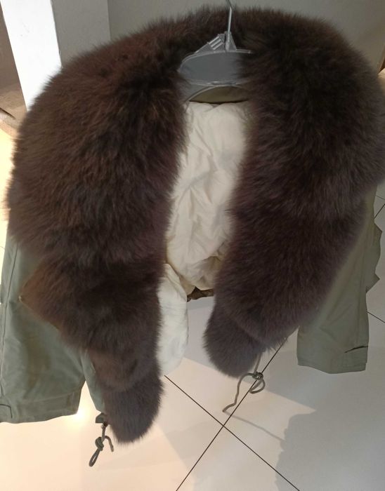 Parka lisy naturalne khaki kurtka damska