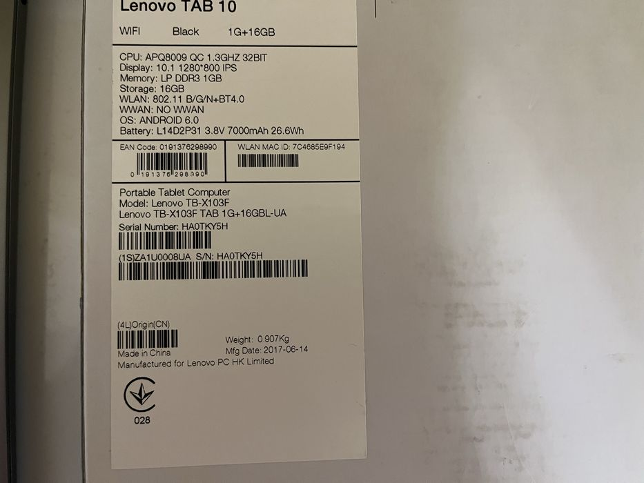 Планшет Lenovo tab 10