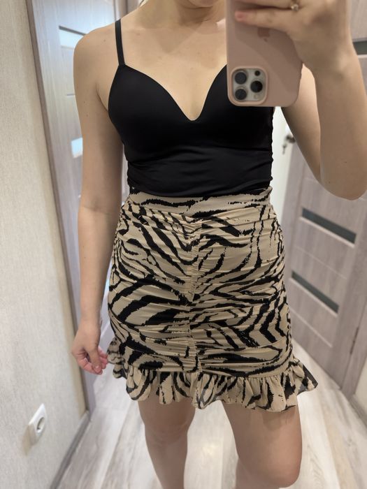 Спідниця коричнева в анімалістичний принт XS/S 34/36