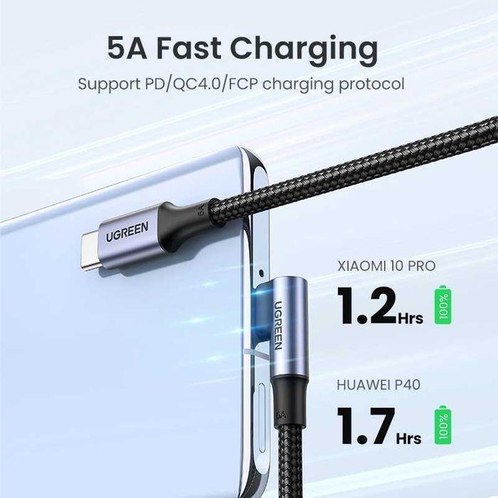 Кабель usb type c 100W Ugreen провод шнур тайп си для быстрой зарядки