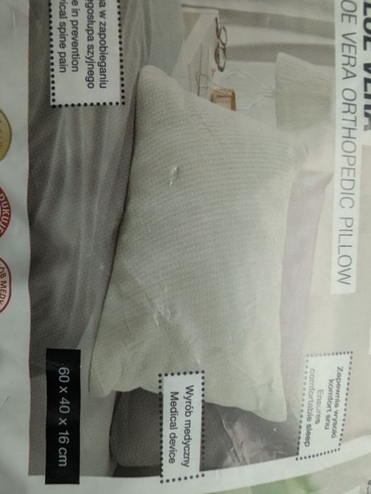 Poduszka ortopedyczna Aloe Vera, biały zdejmowany pokrowiec