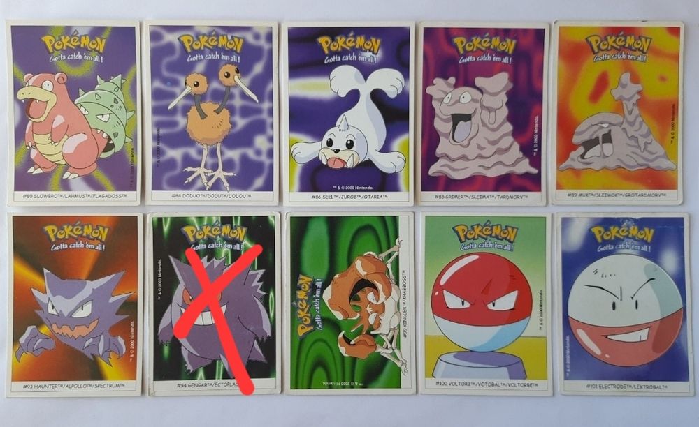 Cartas autocolante pokemon boomer ano 2000