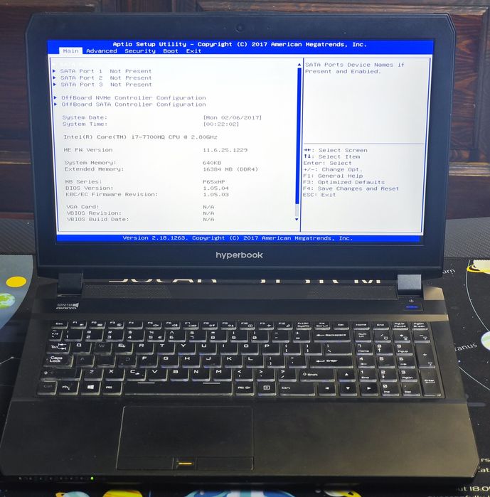 Hyperbook P651HP | i7-7700HQ | GTX 1060 | 8GB RAM | Uszkodzony